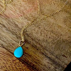 New 14k GoldFilled Real Turquoise Drop Necklace